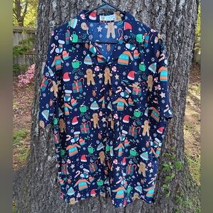 V. H.O Men's Festive Holiday Christmas Print Shirt 2XL